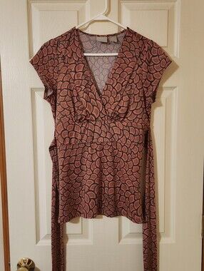 Vintage Tailor B. Moss Y2K 90s Babydoll Top Size M Waist Tie Cap Sleeve Pink